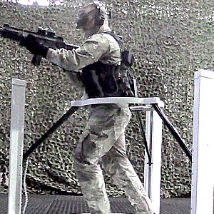 Soldier in Virtualizer VR Treadmill Setup